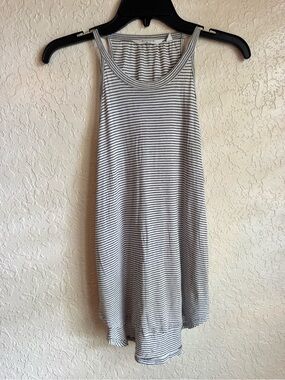 Athleta Striped Racerback Tank Top Size Medium Black White Soft Knit Casual